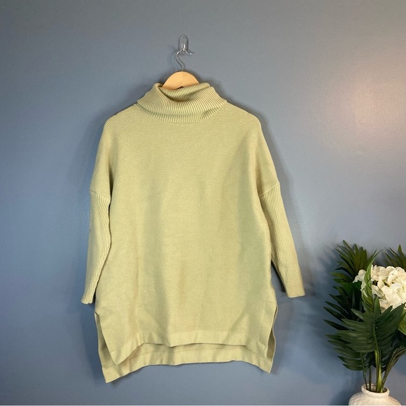 Lillusory Green Ribbed Knit Oversized Turtleneck Sweater - Picture 2 of 10